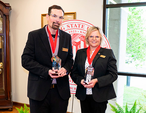 john lair, patricia sullivan, two spring alumni awardees