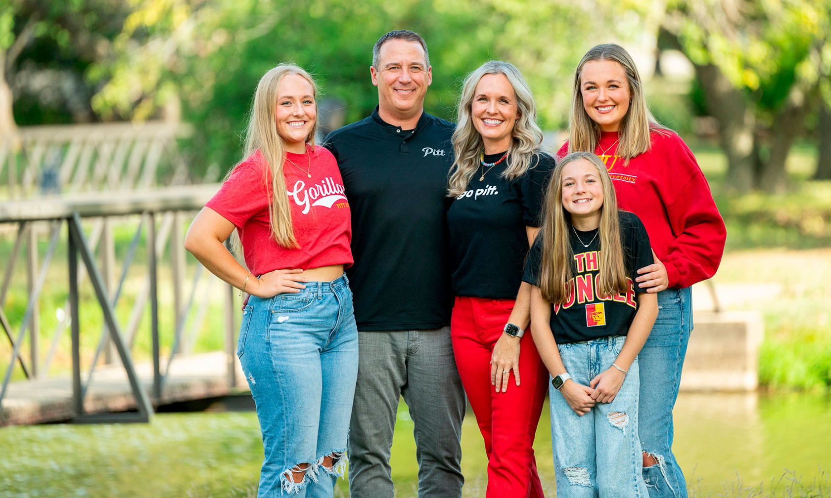 Blubaugh family poses together at University Lake