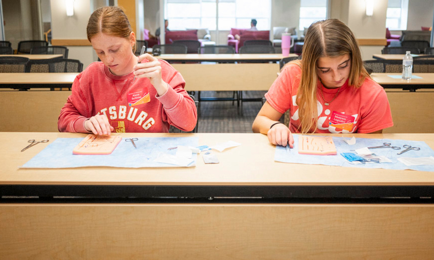 High School student suturing