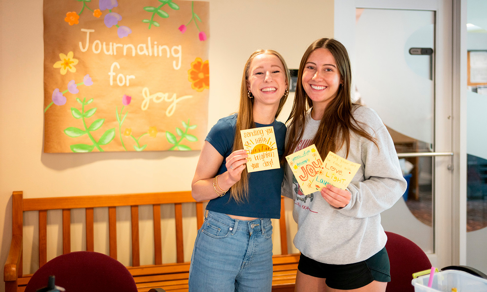 students in the overman making cards for elders in the nursing homes