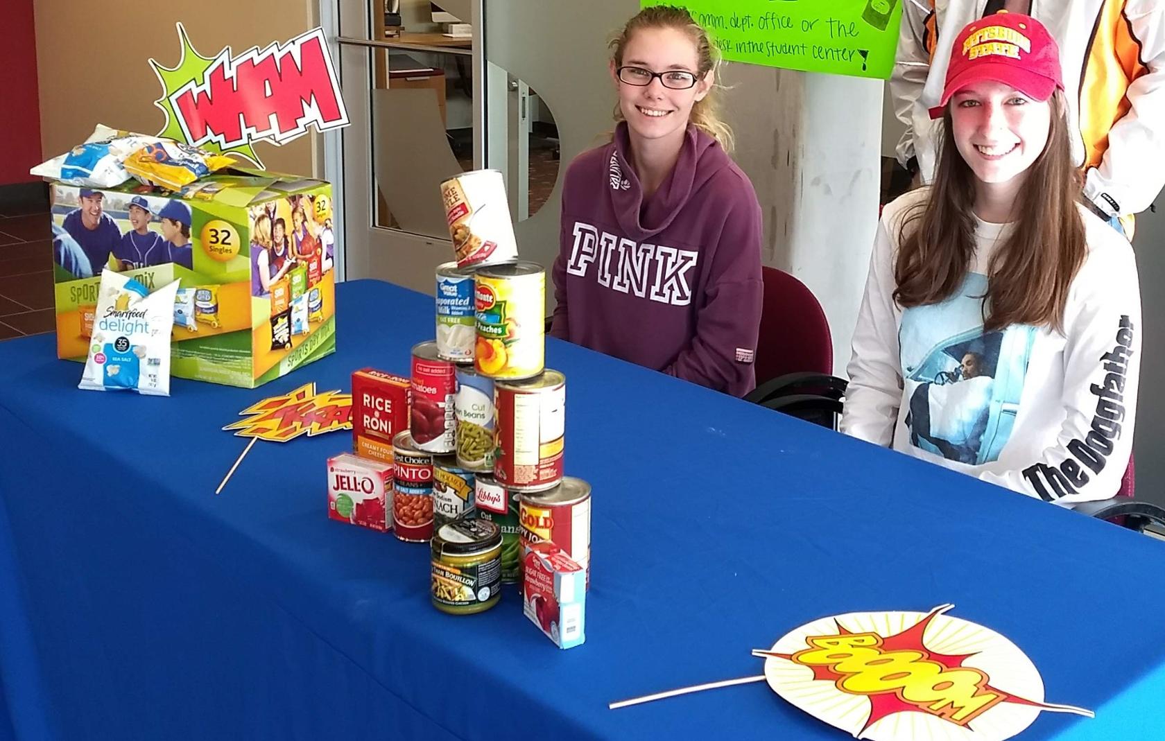 Students collecting goods